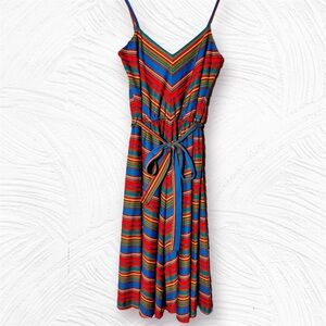 Incredible 1970s Rainbow Striped Midi Dress, by Lanz Originals
